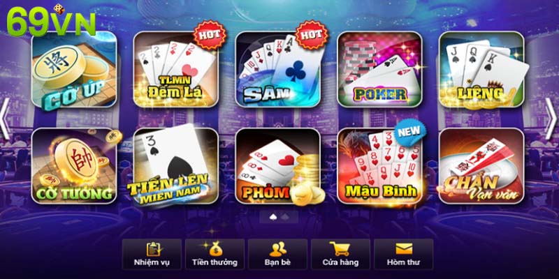 Cùng khám phá sảnh game bài đẳng cấp tại nhà cái 69VN